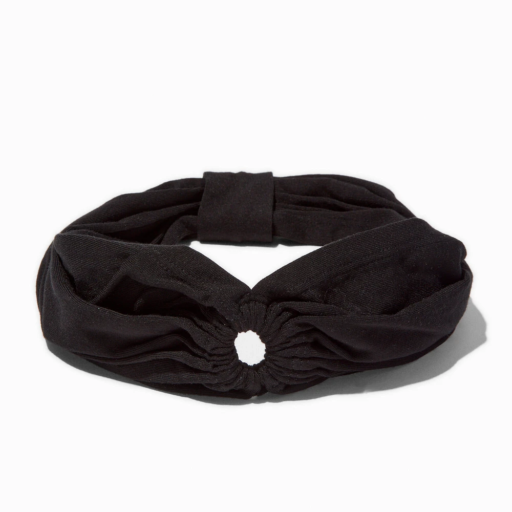 Black Ruched Keyhole Headwrap
