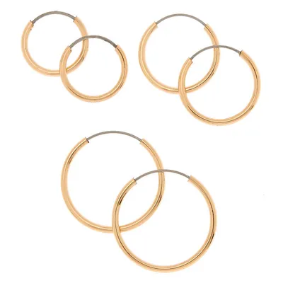 Gold Graduated Hoop Earrings - 3 Pack