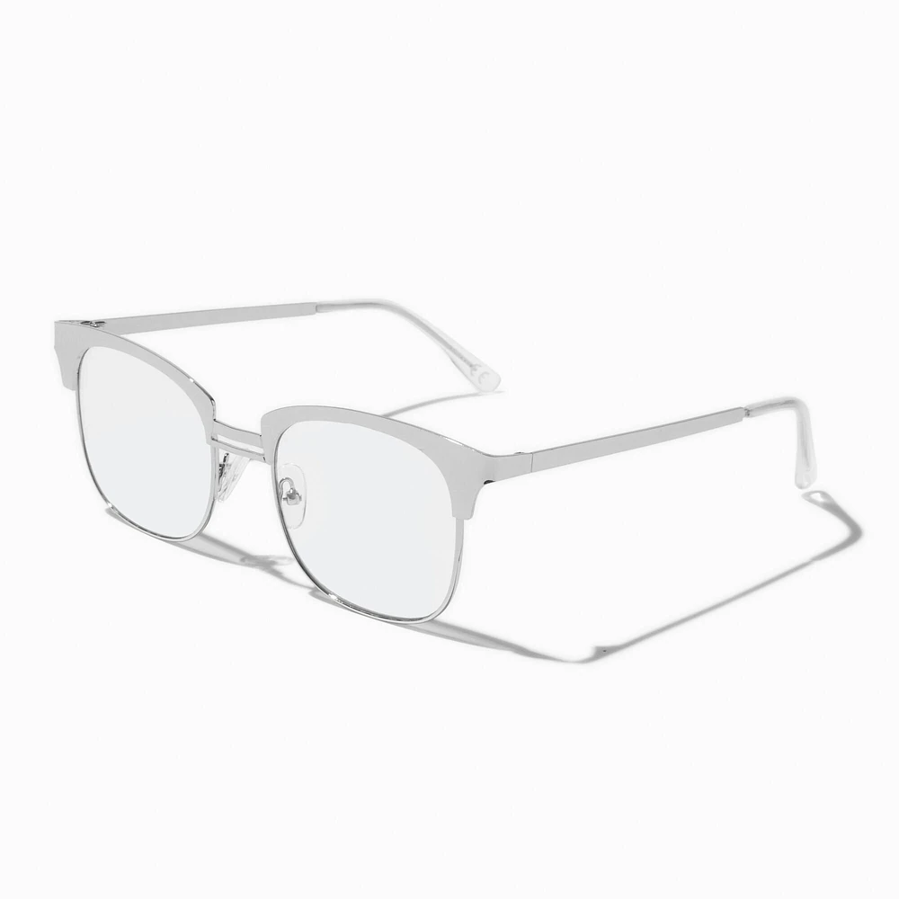 Solar Blue Light Reducing Silver-tone Browline Clear Lens Frames