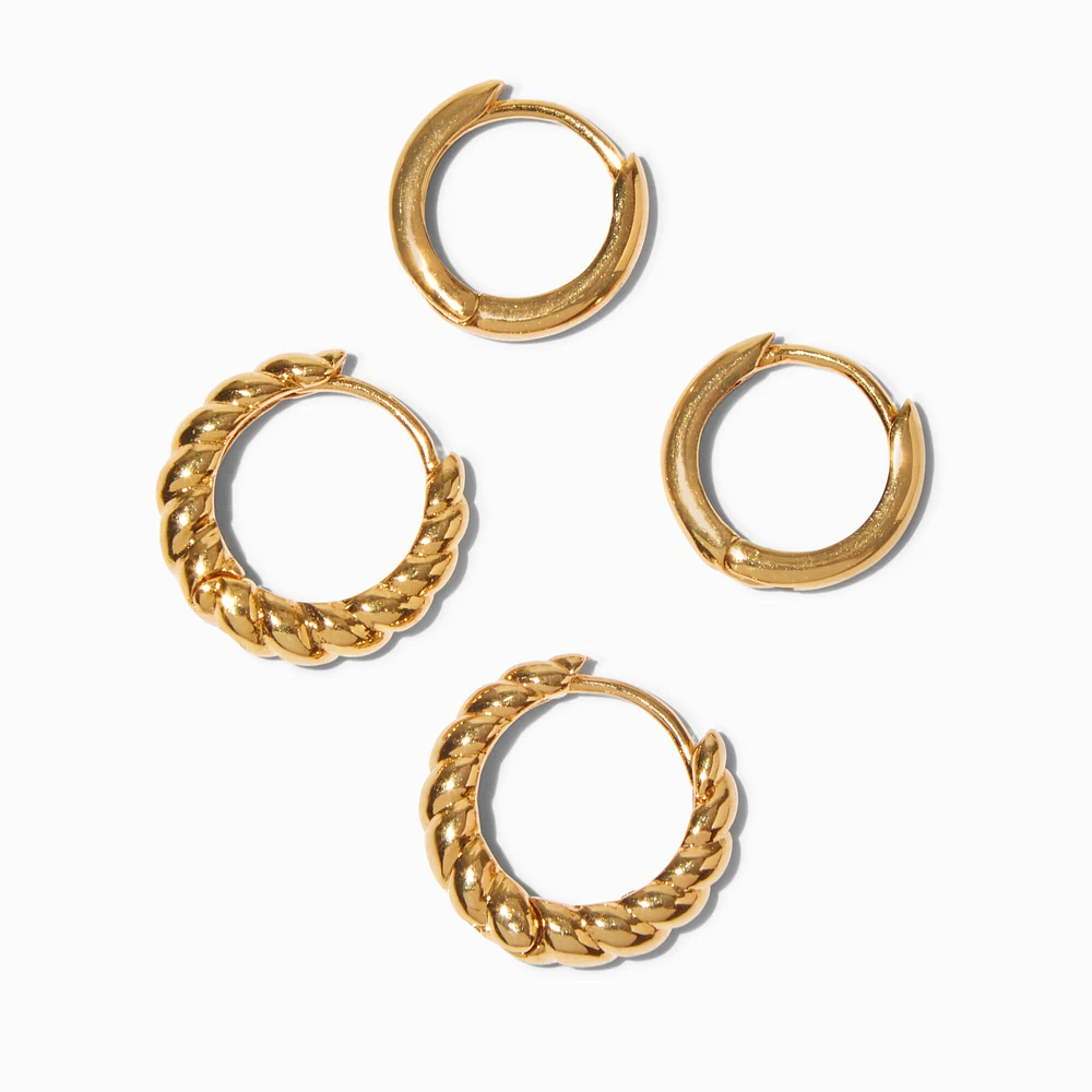 C LUXE by Claire's 18k Yellow Gold Plated 8MM & 10MM Twisted Hoop Earrings