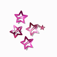 Pink Star Snap Hair Clips - 6 Pack