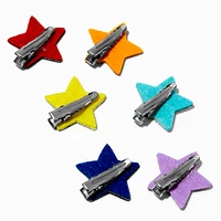 Claire's Club Glitter Rainbow Star Hair Clips - 6 Pack