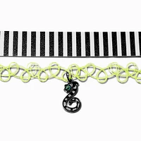 Beetlejuice™ Claire's Exclusive Striped & Neon Green Tattoo Choker Necklaces - 2 Pack