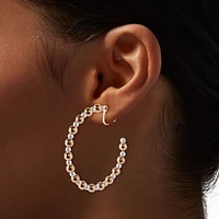 Gold-tone & Pearl 40MM Clip-On Hoop Earrings