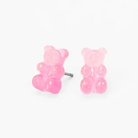Pink 0.5" Gummy Bears® Glow In The Dark Stud Earrings