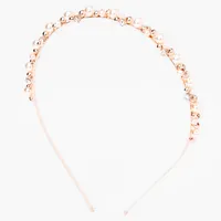 Rose Gold Rhinestone Pearl Cluster Headband