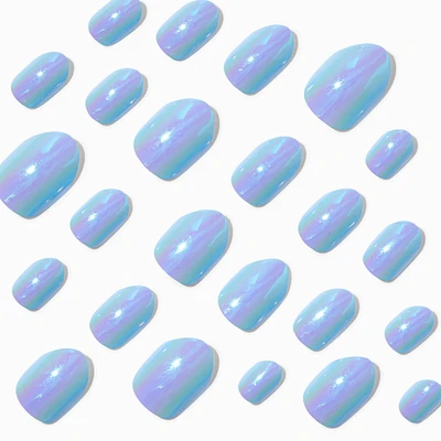 Blue Chrome Stiletto Press On Faux Nail Set - 24 Pack