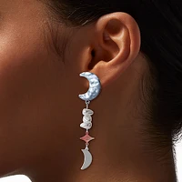 Crescent Moon Pearl Drop Earrings