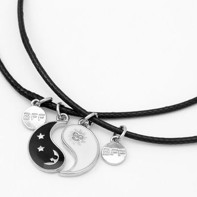 Best Friends Sun & Moon Yin Yang Pendant Cord Necklaces (2 pack)