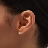Silver Crystal Flower Stud Earrings
