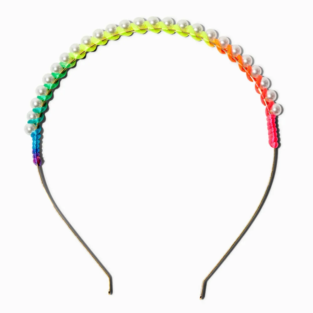Rainbow White Pearl Headband