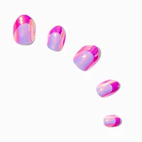 Pink Holographic Stiletto Press On Faux Nail Set - 24 Pack