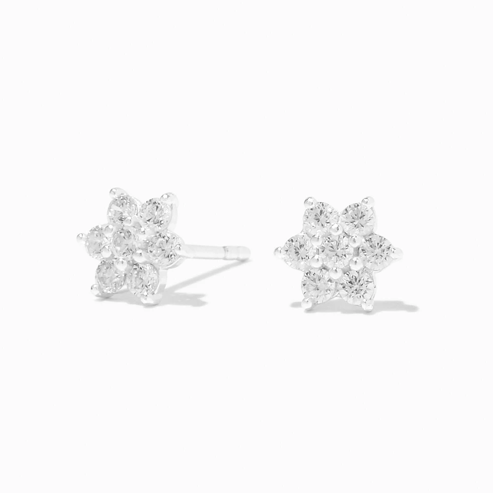 C LUXE by Claire's Sterling Silver Cubic Zirconia Flower 8MM Stud Earrings