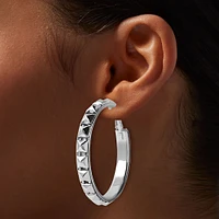 Silver-tone 60MM Studded Hoop Earrings