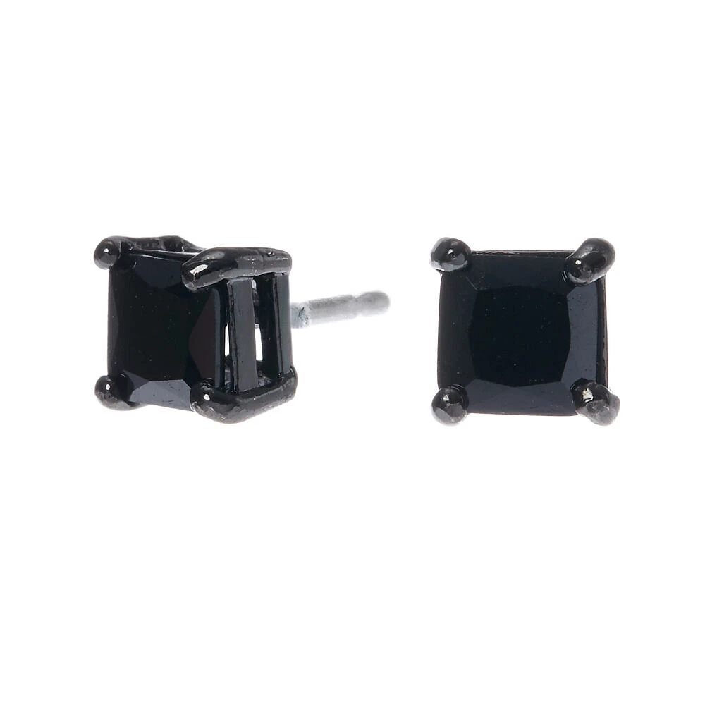 Hematite Black 5mm Cubic Zirconia Square Stud Earrings