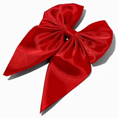 Red Satin Holiday Hair Bow Clip