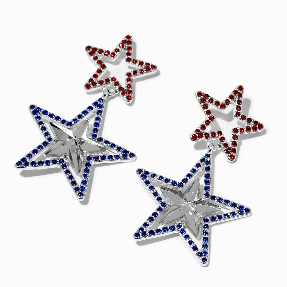 Gemstone Star Outline Drop Earrings