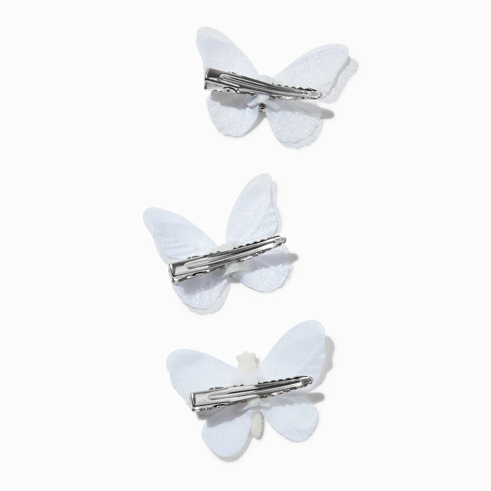 White Butterfly Hair Clips - 3 Pack