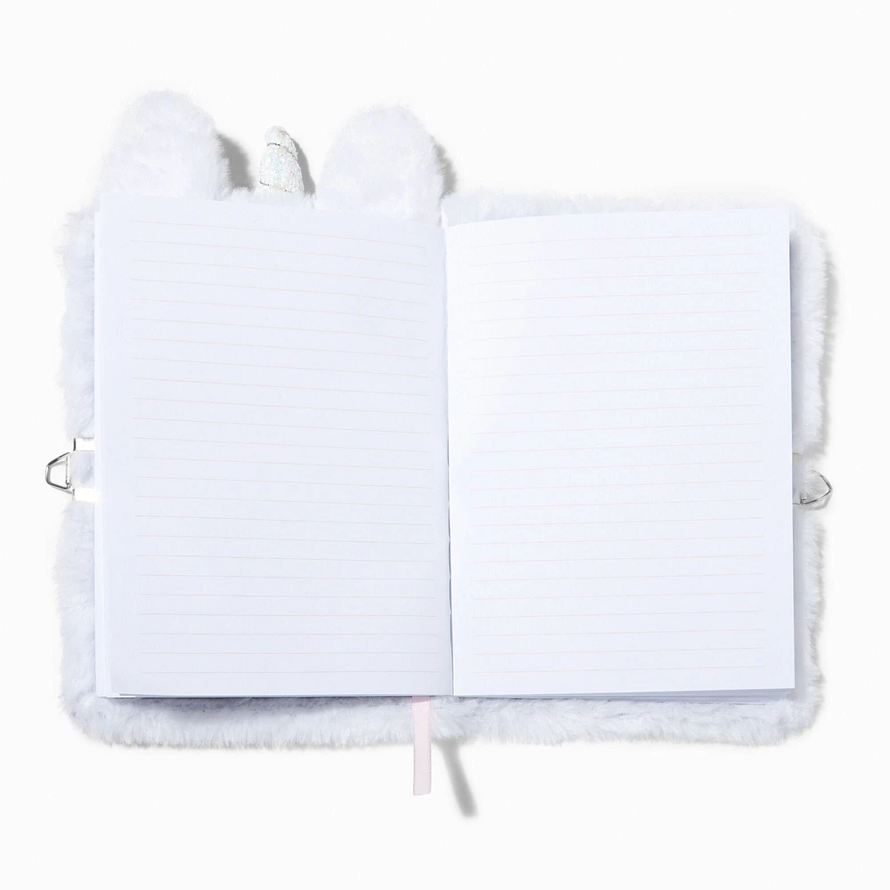 Butterfly Unicorn White Plush Lock Diary