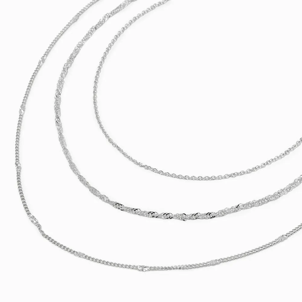 Claire's Recycled Jewelry Silver-tone Multi-Strand Woven Chain Necklace