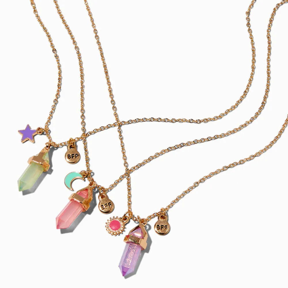 Best Friends Mystical Gem Celestial Pendant Necklaces - 3 Pack