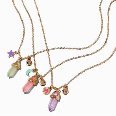 Best Friends Mystical Gem Celestial Pendant Necklaces - 3 Pack