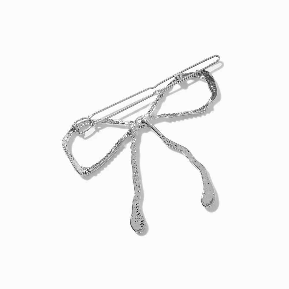 Silver Metal Hair Bow Clip