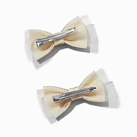 Claire's Gold Rhinestone Hair Bow Clips - 2 Pack