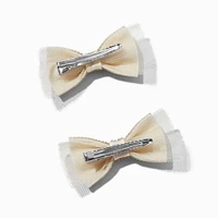 Claire's Gold Rhinestone Hair Bow Clips - 2 Pack