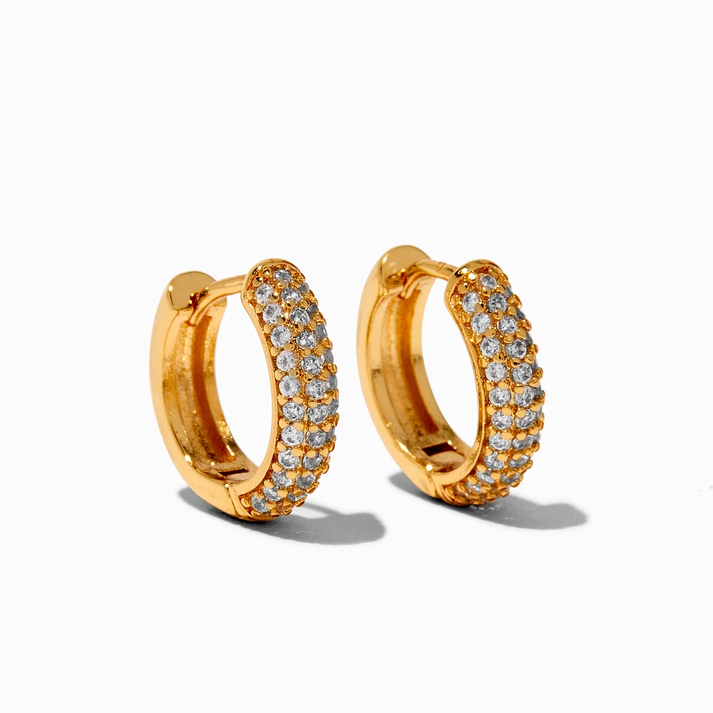 C LUXE by Claire's 18k Yellow Gold Plated Half Pavé Cubic Zirconia 14MM Hoop Earrings