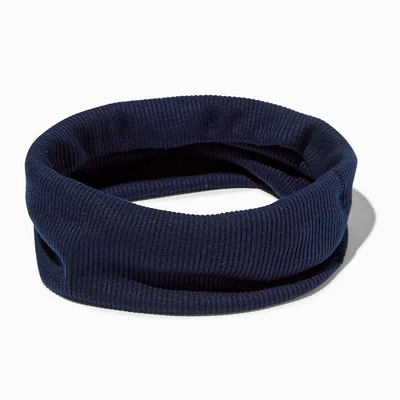 Navy Blue Wide Flat Ribbed Headwrap