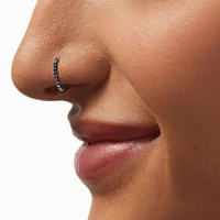 Black Titanium 18G Crystal Hoop Clicker Nose Hoop