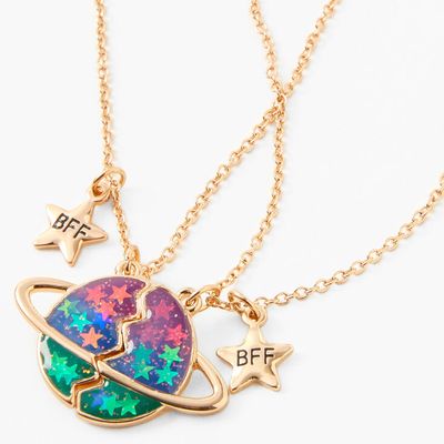 Best Friends Glow In The Dark Outer Space Split Pendant Necklaces - 2 Pack