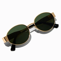 Gold Oval Metal Sunglasses