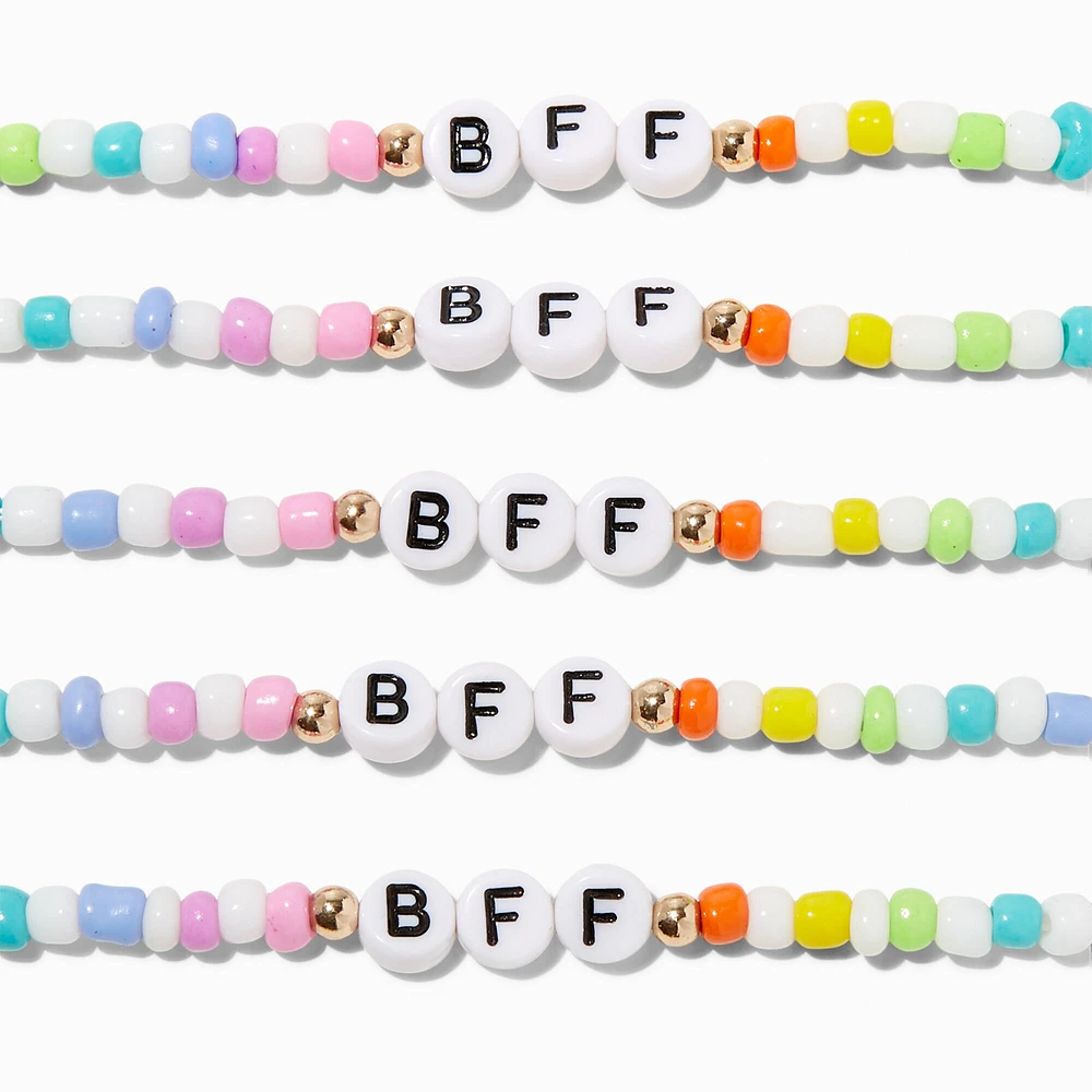 Best Friends Rainbow Seed Bead Stretch Bracelets - 5 Pack