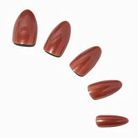 Brown Glazed Long Almond Vegan Faux Nail Set - 24 Pack