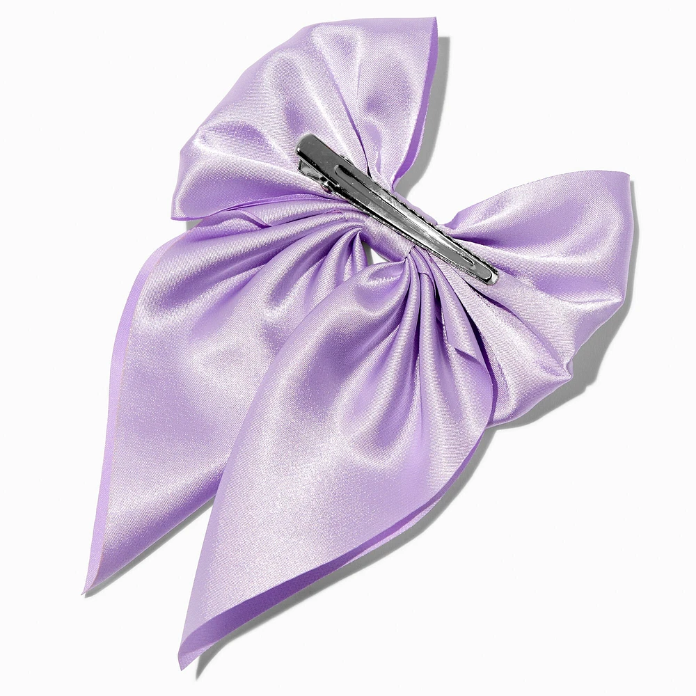 Purple Satin Hair Bow Clip