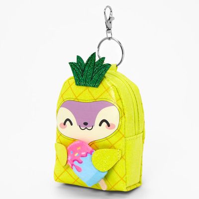 Glitter Pineapple Costume Chipmunk Mini Backpack Keychain