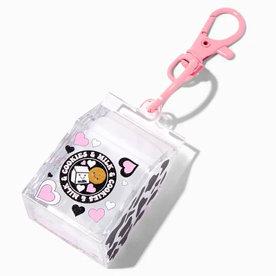 Milk & Cookies Carton Water-Filled Glitter Keychain