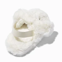 Claire's Club White Bunny Furry Slippers