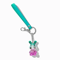 Chrome Pink & Green Ombre Bunny Keychain