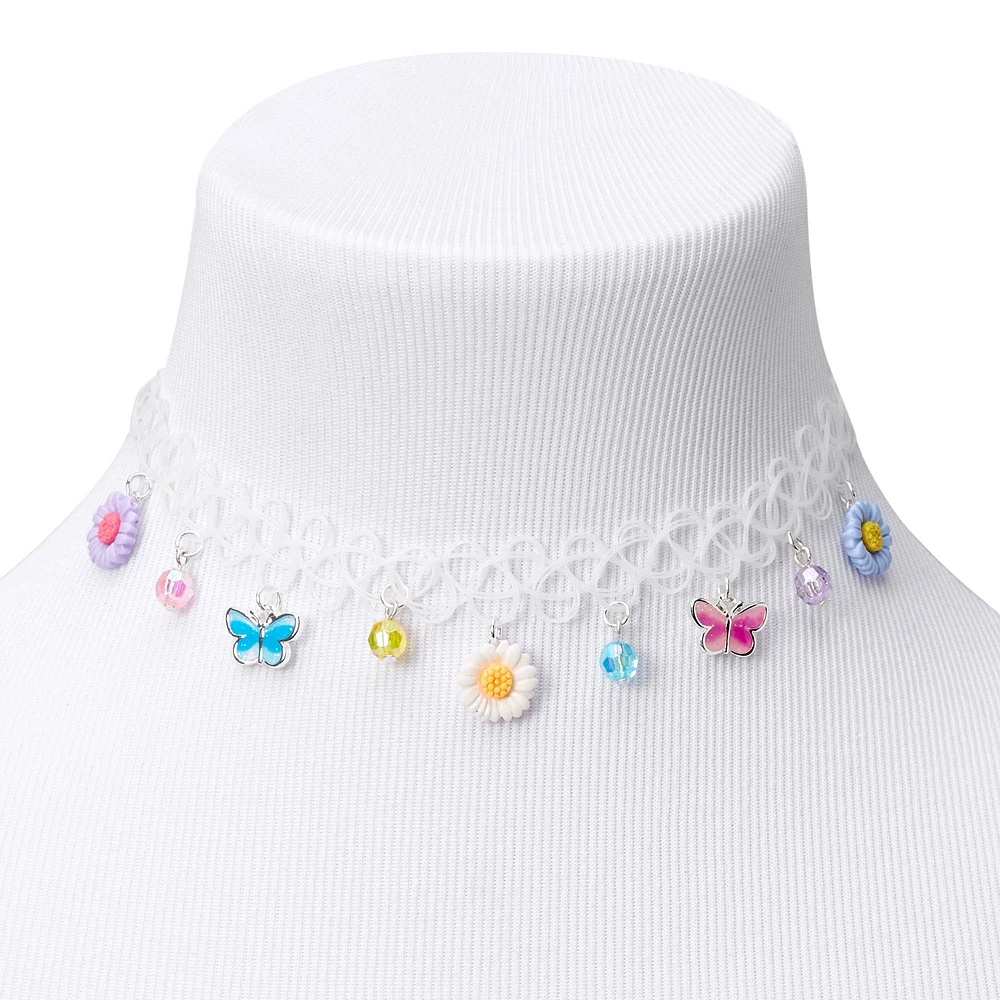 Butterflies & Flowers Tattoo Choker Necklace