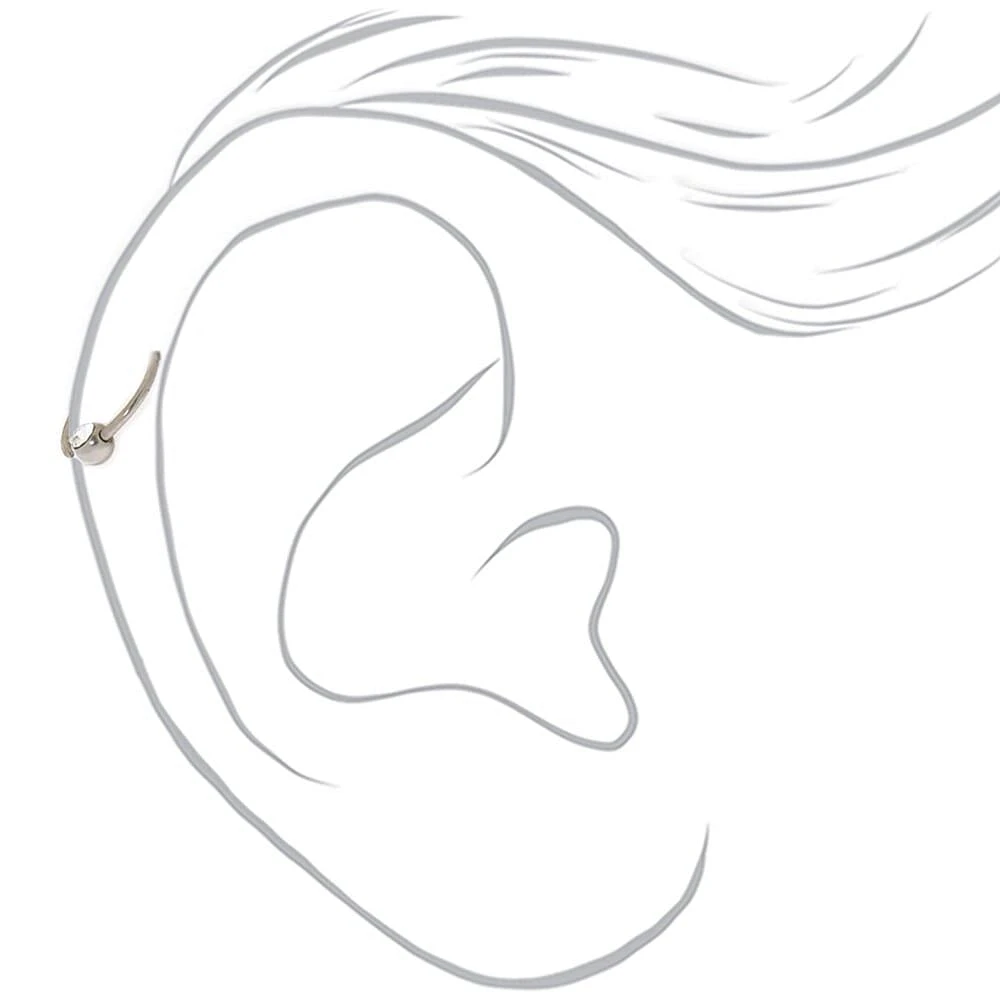 Silver-tone Titanium Cubic Zirconia 20G Cartilage Hoop Earring