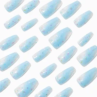 Blue Glitter Star Squareletto Vegan Faux Nail Set - 24 Pack