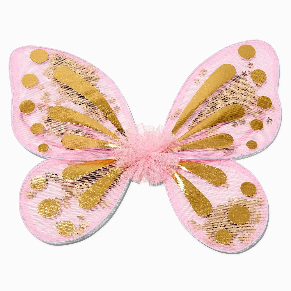 Claire's Club Gold & Pink Shaker Wings