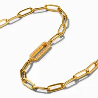 C LUXE by Claire's 18k Yellow Gold Plated Pavé Cubic Zirconia Paperclip Bracelet
