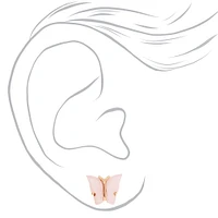 Glitter Pink Butterfly Stud Earrings