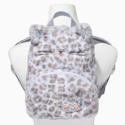 Claire's Club Snow Leopard Furry Mini Backpack
