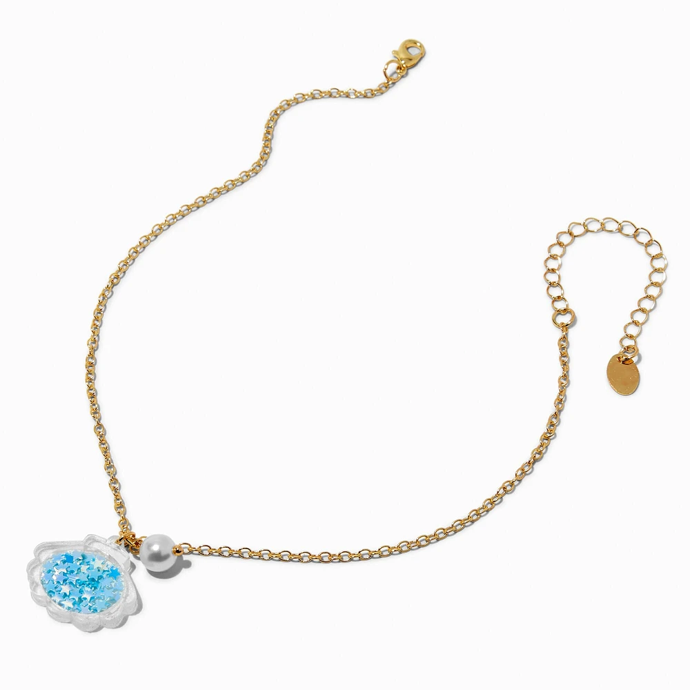 Claire's Club Blue Seashell Shaker Pendant Necklace