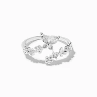 Silver-tone Cubic Zirconia Butterfly Wrap Ring